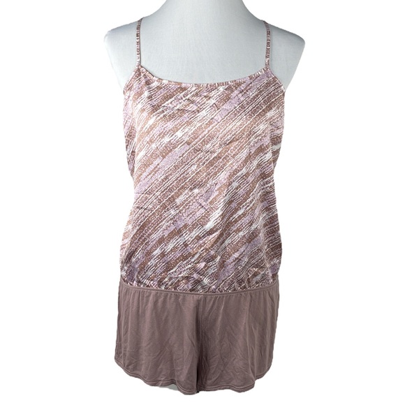Victoria’s Secret Sleep Romper Taupe Purple Cream Size Large - Picture 9 of 9